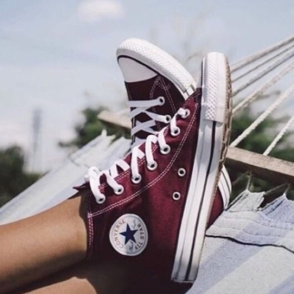 Maroon High Top Converse